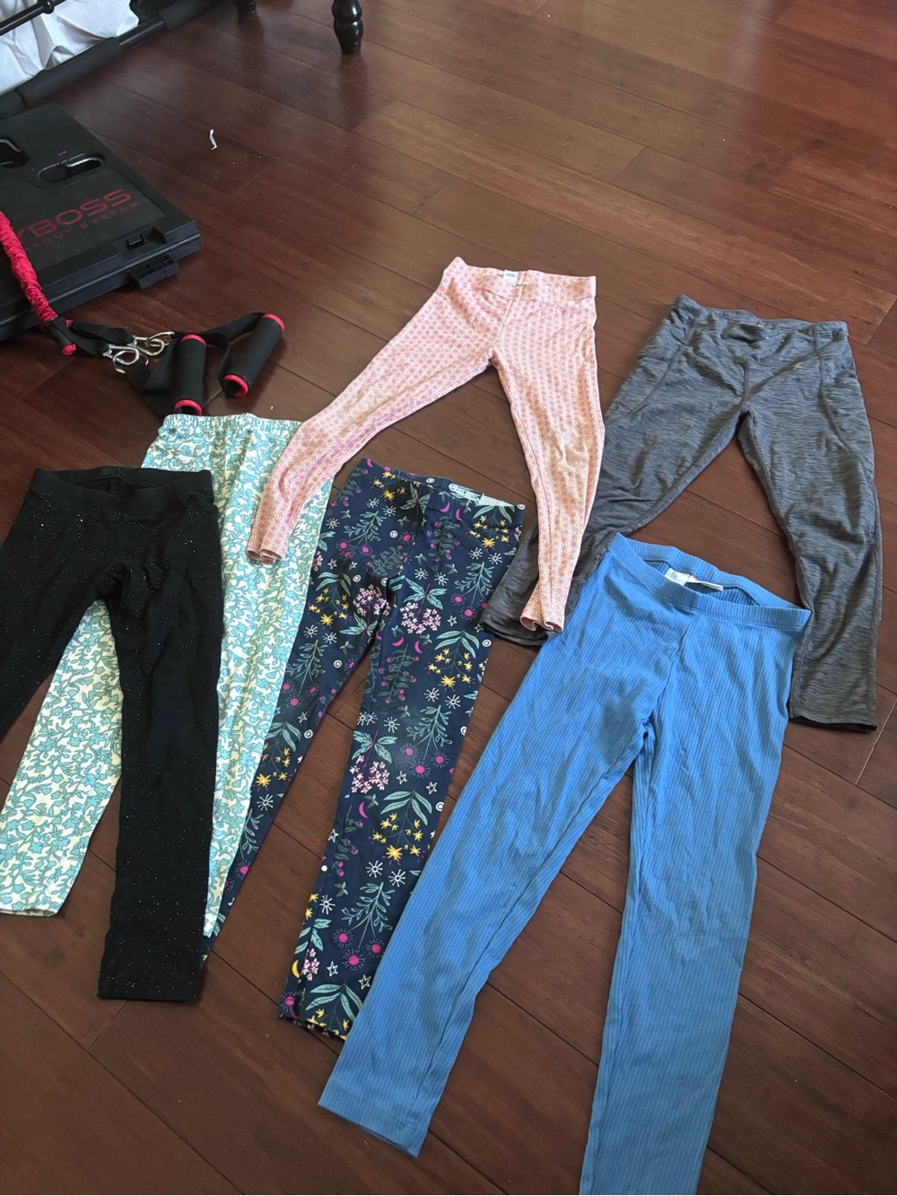 Girls Blue Ribbed Leggings - Soft Stretch